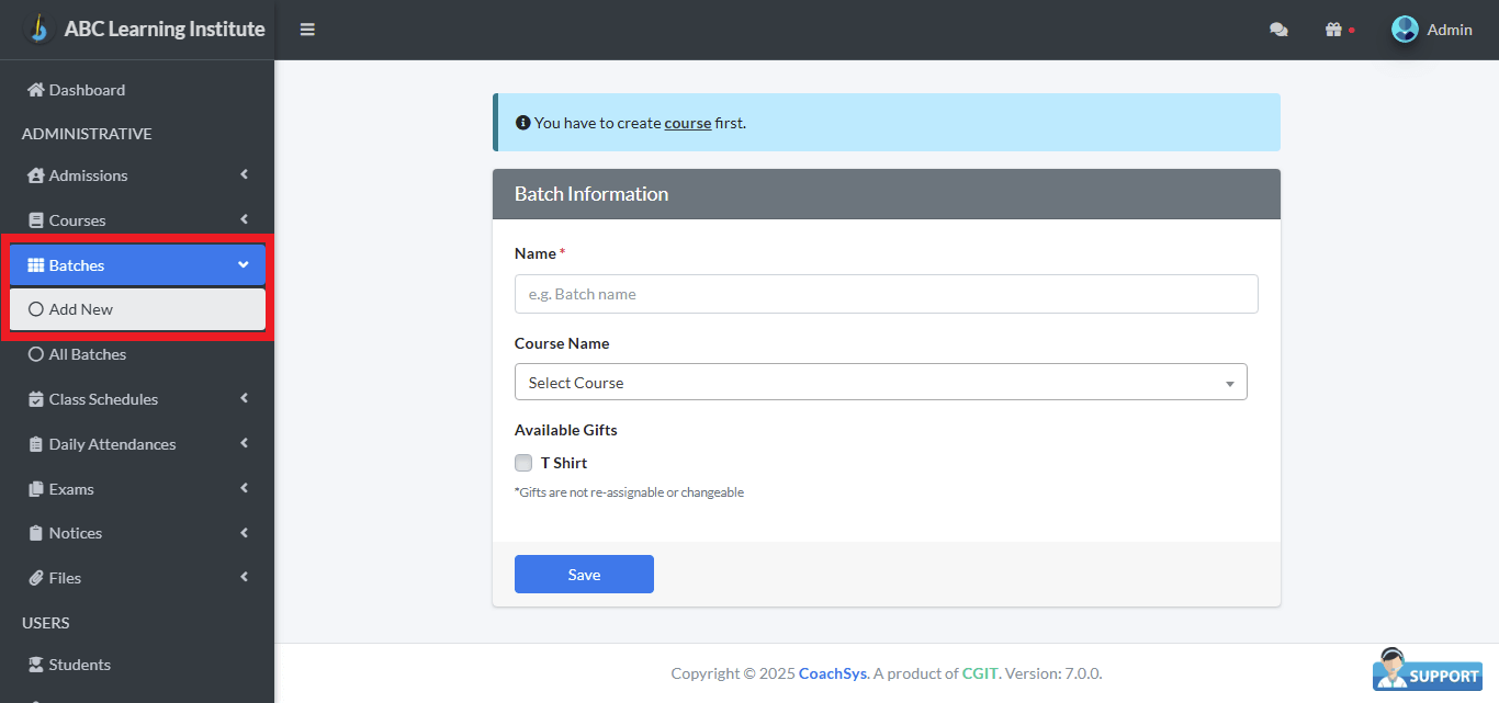 Add New 1 Add New Batch