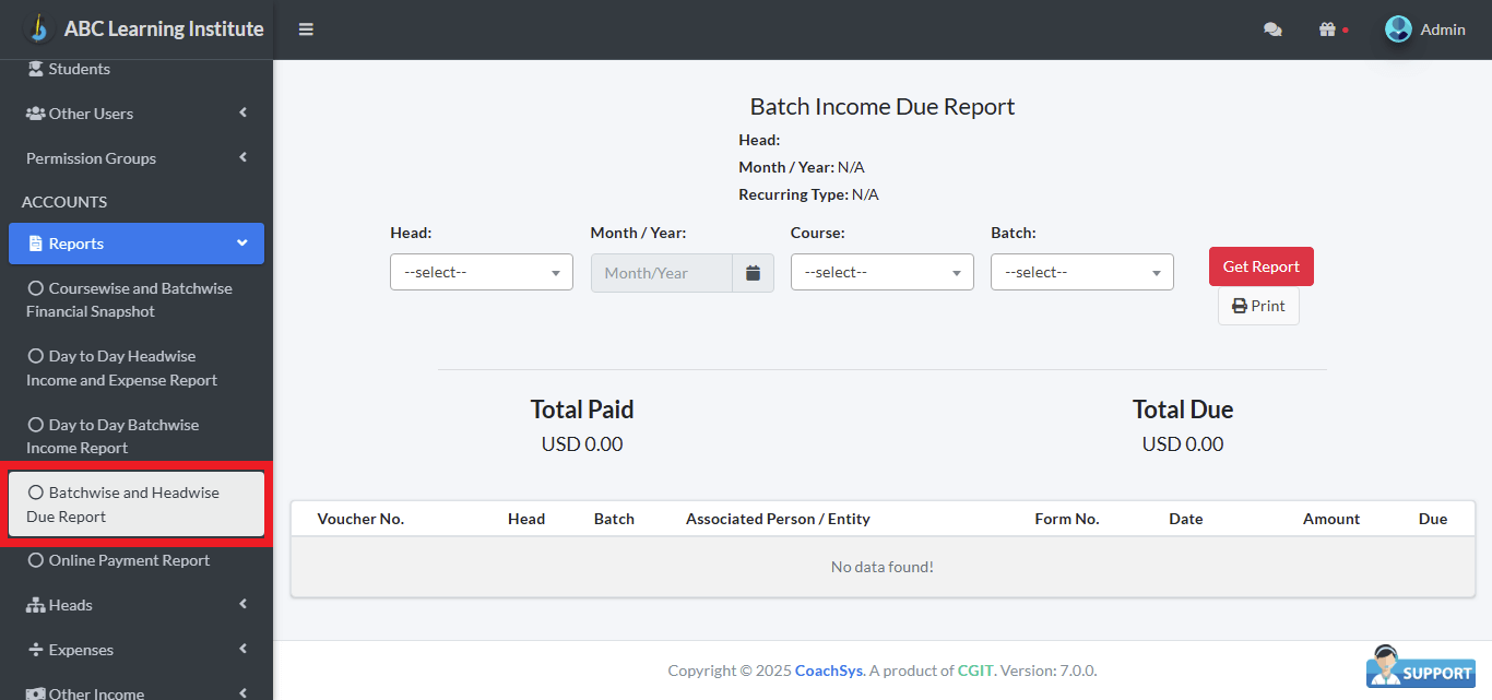 Batchwise and Headwise Due Report 1 Batchwise And Headwise Due Reports