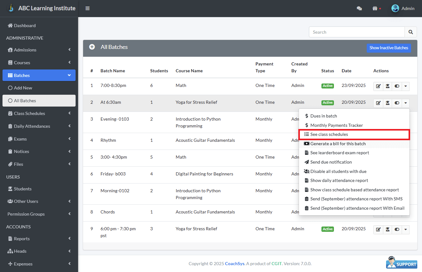 Check Class Schedules 1 Check Class Schedules
