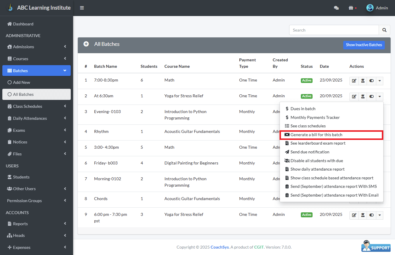 Create Bill per Batch 1 Create Bill per Batch