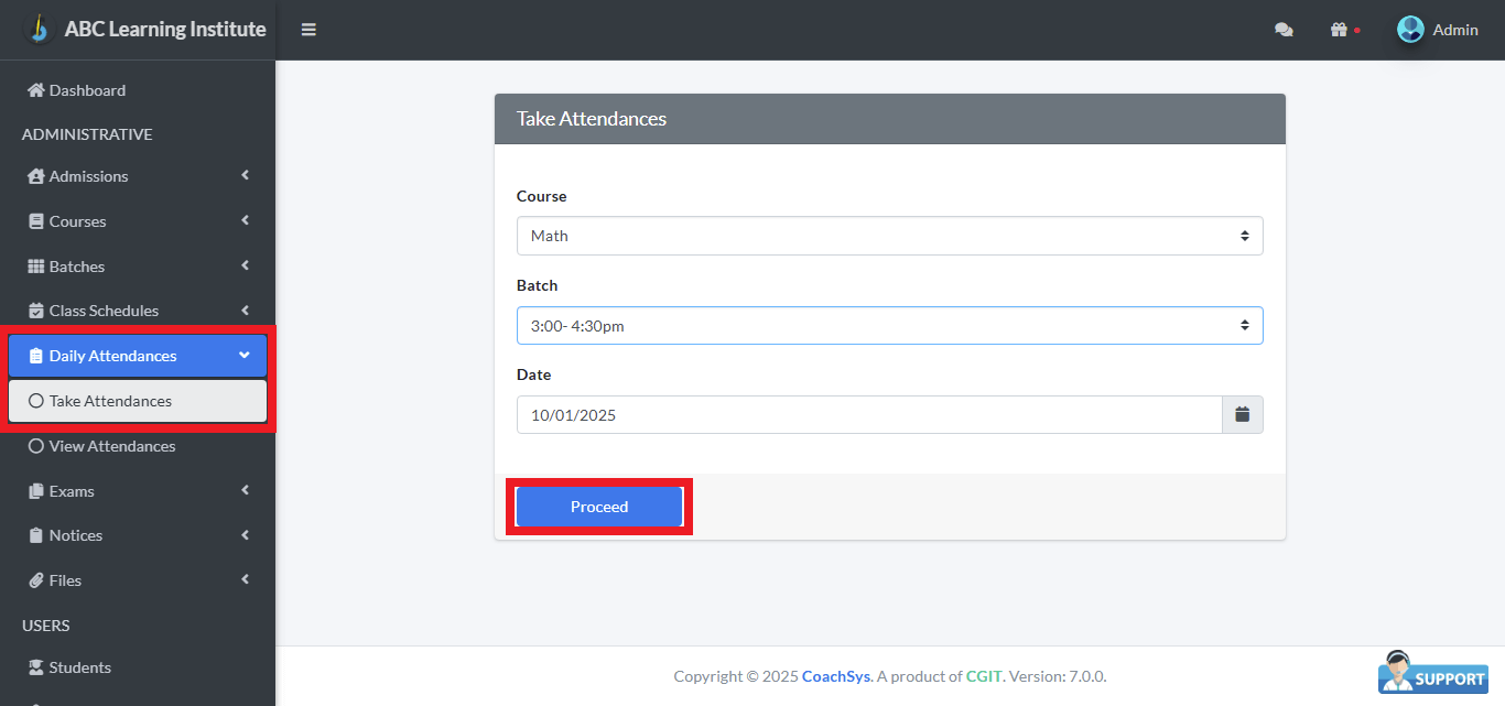 Take Attendances 1 Daily Attendance Take Attendance