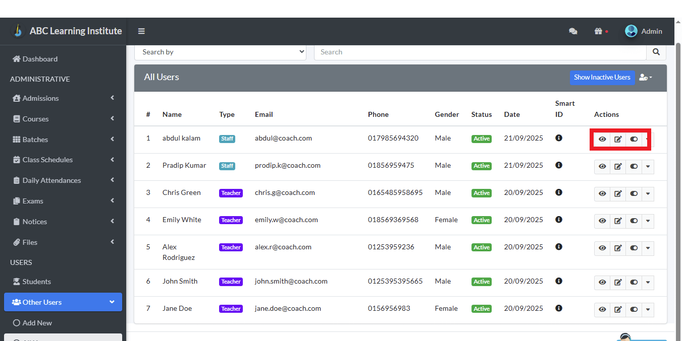 View, Edit and Disable Users 1 View Edit and Disable Users