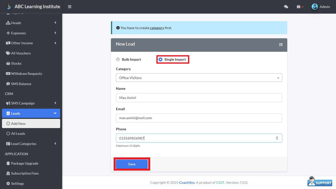 Add New 3 add new single leads