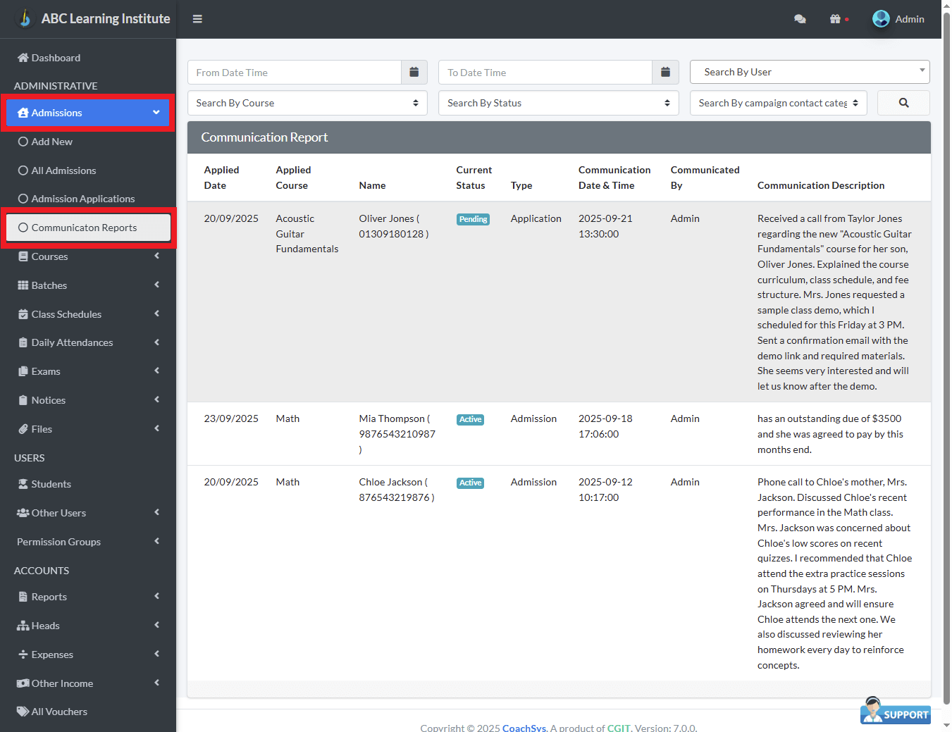 communication reports