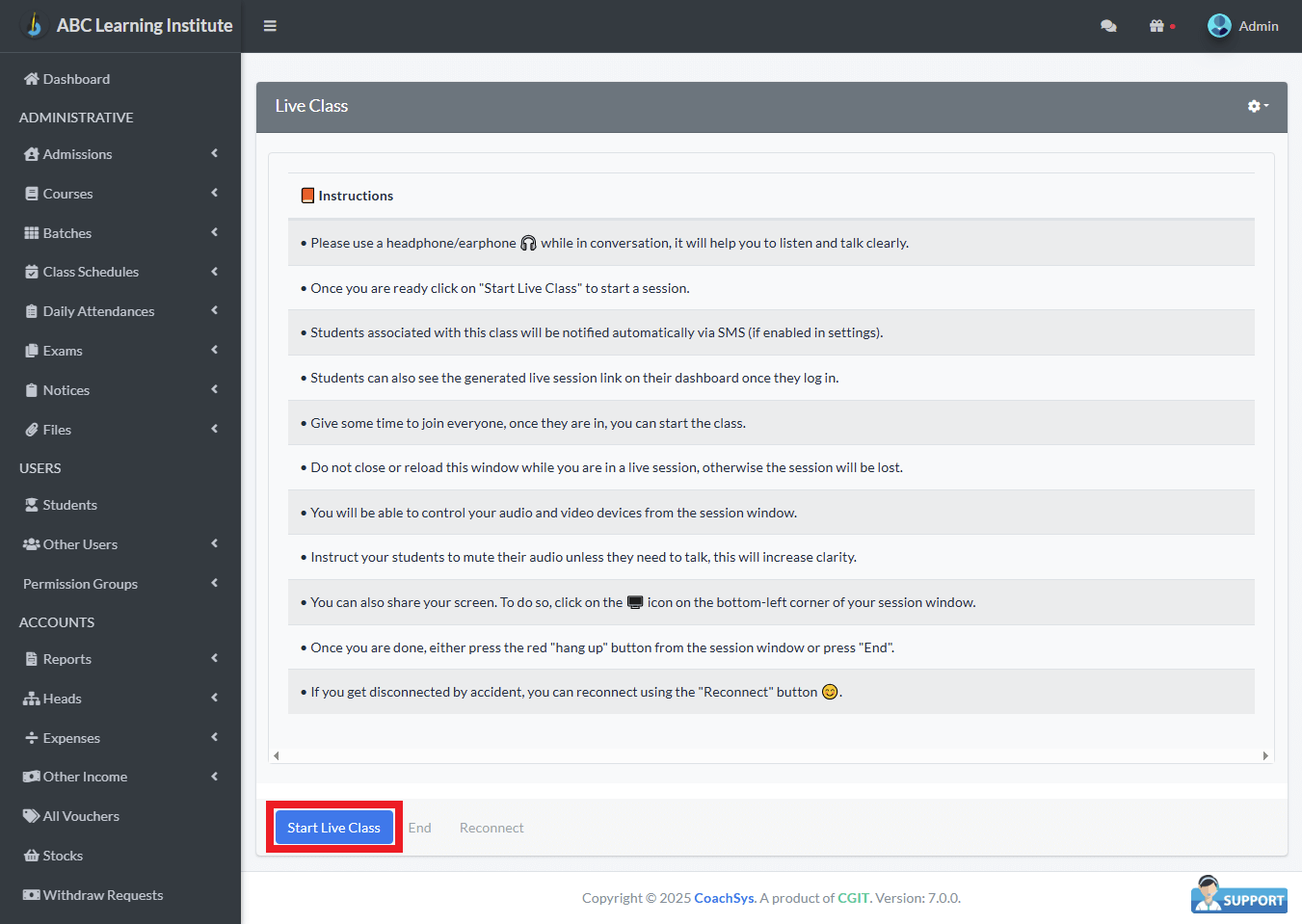 Starting Live Class Session 3 instruction class session