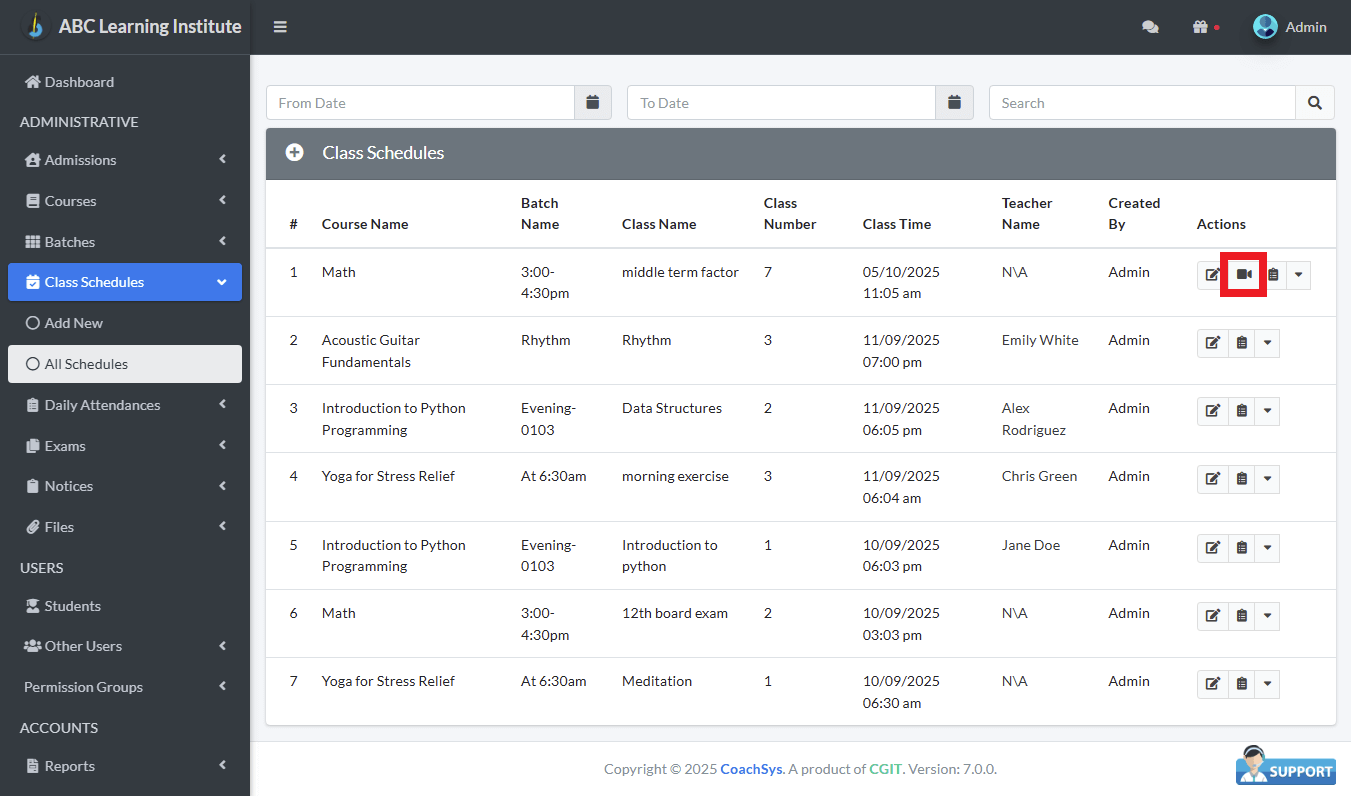 Starting Live Class Session 1 live class session