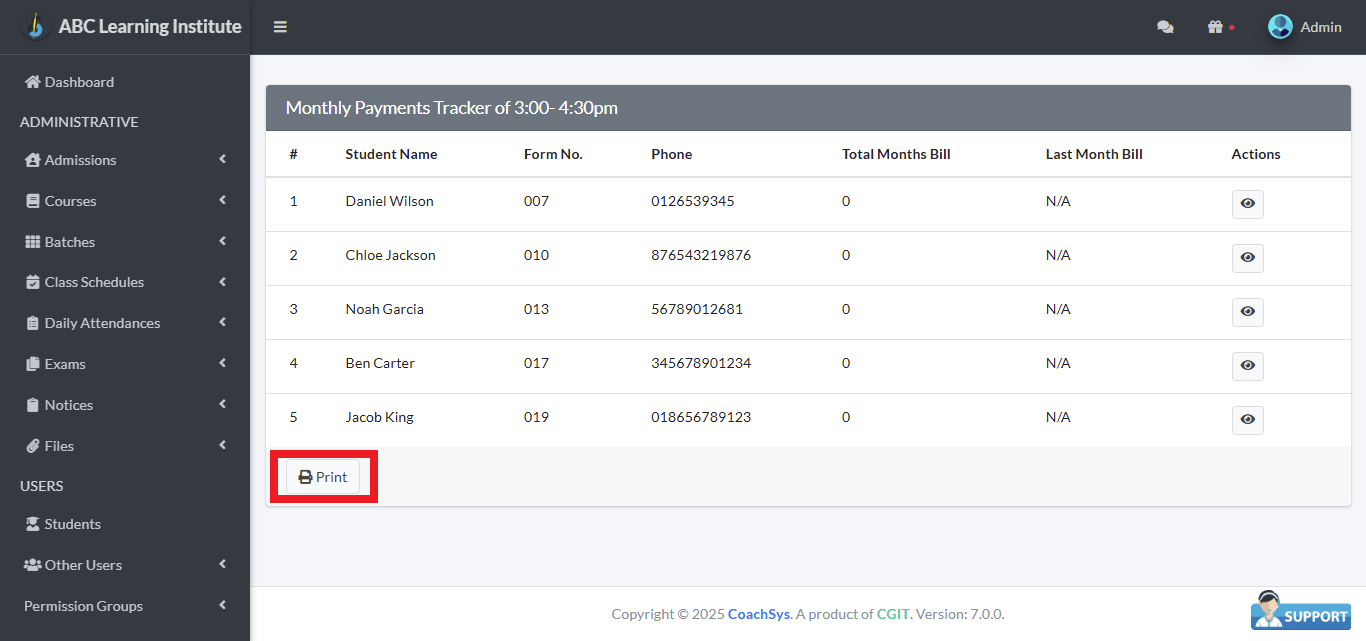 Monthly Payments Tracker 2 monthly students payment