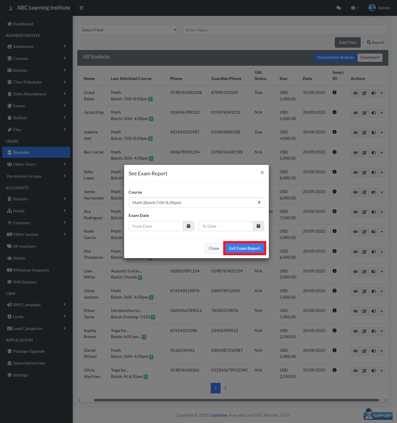 Check Exam Report and Attendance Report 2