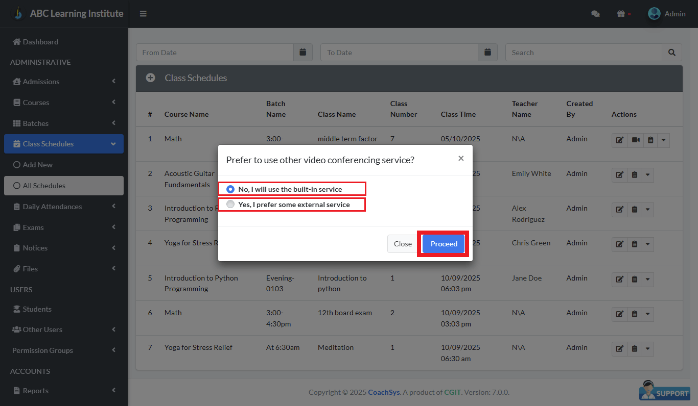 Starting Live Class Session 2 use of streaming apps