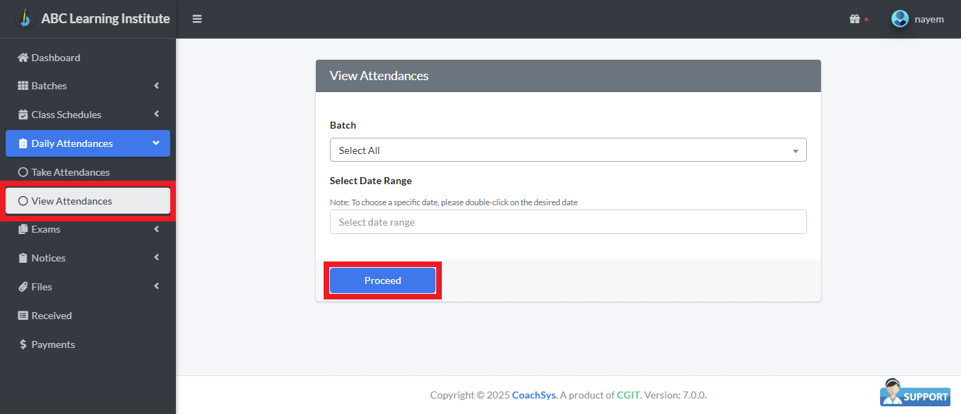 View Attendances 1 view attendance